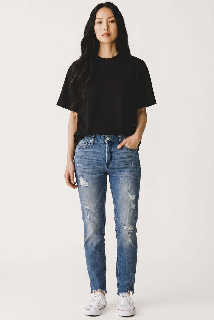 Lucky Brand Ankle Cheville Distressed Mid-Rise Jeans